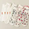Meias de Frutas para Mulheres, Cano Médio, Primavera e Verão, Ultra Finas, Renda da Moda, Malha Transparente de Vidro Cristalino, Meias Curtas Versáteis