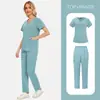 Temu Multicor Secagem Rápida Fino Cor Pura Jaleco Casa de Repouso Enfermagem UTI Roupa de Trabalho Uniforme de Enfermeira Duas Peças
