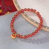 Pulsera roja One Deer Silver S925 de plata esterlina bañada en oro con ágata roja, Día de la Fortuna, Día de la Riqueza, Todo, Año de la Victoria