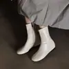 Botines sencillos versátiles de otoño e invierno, comercio exterior transfronterizo, botas elásticas negras de talla grande con aumento interno de altura, botines de moda de punta redonda de color blanco roto