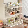 Prateleira de Armazenamento de Cozinha Prateleira de Armazenamento de Condimentos para Mesa Doméstica Bancada Multi-Camada Multifuncional Prateleira de Exibição para Garrafas de Óleo, Sal, Molho e Vinagre