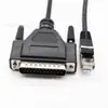 Adaptador macho y hembra DB25P a RJ45 8P8C Cabezal de Cristal Cable de puerto serie RS232 Línea de conexión para escáner de código de barras
