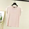 Camiseta de manga corta con cuello redondo, estilo nuevo para primavera y verano, para mujer, holgada y ligera, top versátil, versión coreana, tejido modal, camiseta básica talla grande