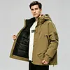 Jaqueta Puffer Masculina Casual Funcional para Exterior, Corte Solto, Casaco com Capuz para Trabalho, à Prova de Vento, Quente, Espesso, Peça Superior Masculina para Outono e Inverno