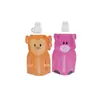Fabricantes suministran bolsa de papel ecológica 480ml portátil para exteriores animal de dibujos animados montañismo plegable bolsa de agua