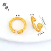 Anillos Tradicionales Chapados en Oro al por Mayor Que No se Desvanecen Fácilmente, Nuevos Anillos Abiertos Ajustables Florales con Incrustaciones de Diamantes de Moda Estilo Chino para Mujeres