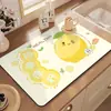 Tapete Drenante para Encimera de Cocina Tierra de Diatomeas Posavasos de Frutas de Dibujos Animados Absorbente Secado Rápido Sin Lavado Barra de Cocina Fregadero Tapete Antideslizante para Mesa