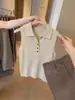 Atuendo Estilo Old Money: Chaleco de Punto de Verano para Mujer con Cuello Polo en Color Lino, Top sin Mangas de Alta Gama y Exquisitamente Hermoso