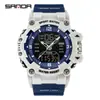 Reloj Sanda Pantalla Dual Juvenil Multifuncional Luminoso Tres Zonas Horarias Pulsera Deportiva Resistente al Agua Cronómetro Segmentado Reloj Electrónico