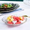 Nordic simples casa transparente Phnom Penh vidro salada tigela criativa de quatro folhas martelo padrão pratos Internet Celebrity Tableware Set