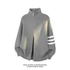 Novedad Otoño 2026 Estilo Hong Kong Blanco Talla Grande Suéter Cardigan Rayado M-5X JM26870-TeP39