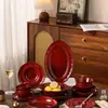 Juego de Cuencos Cerámicos para el Hogar Yao Bian Hong, Juego de Vajilla Esmaltada del Horno de Chaozhou, Cuenco para Ramen, Cuenco para Sopa, Cuenco para Arroz, Cuenco para Ensalada, Cuenco para Yogur