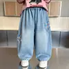 2157 Jeans para Niños 2026 Nueva Colección Primavera y Otoño Versión Coreana para Niños Pantalones de Pierna Recta Modernos y Tendencia Pantalones para Otoño Atractivos