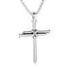 Colgante con forma de cruz de clavo de acero fundido de aleación que conserva el color para hombres y mujeres, estilo punk, collar con personalidad para hombres, joyería al por mayor