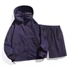 Ropa y Shorts de Protección Solar para Pareja para el Verano al Aire Libre Upf50+, Ligero, Transpirable, Traje Deportivo a la Moda, Conjunto de Dos Piezas, Multicolor