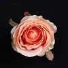 Cabeças de flores de rosa em pintura a óleo artificial, centro de botão de rosa, decoração de parede de rosa, buquê, flor para chapéu, fabricação de flores DIY
