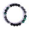 Pulsera transfronteriza de Amazon con cuentas de tambor de plata antigua, mineral de hierro negro, ojo de tigre colorido, pulsera Joker de moda europea y americana.
