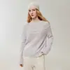 Suéter Básico Suave de Cuello Redondo Holgado para Mujer con Jacquard Calado de Seda de Mora y Cachemira, Nuevo Otoño 2026