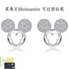 Brincos de prata esterlina S925 com moissanita transfronteiriços, design de personagem Mickey, brincos de luxo leve, atacado de fábrica de joias de prata europeia e americana