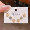 Verano nuevo chapado en oro real exquisitos tres pares de aretes pequeños de alto sentido pequeños frescos dulces aretes de temperamento combinables