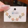 2025 Nuevo Estilo Caliente Pendientes de Flor de Cuatro Hojas de Gama Alta Juego de Tres Pares Exquisitos Pendientes de Circonita de Gama Alta para Mujer Juego de 6 Piezas