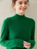 Estilo Nuevo Otoño e Invierno Cuello Medio Alto Cachemir para Mujer Color Sólido Base Básica Suéter de Punto Cálido de Cachemir Manga Larga