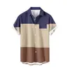 Camisa Masculina de Verão Nova com Manga Curta, Europeia e Americana, com Estampa 3D, Casual, Não Amassa, Respirável, Camisa com Gola de Lapela