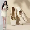 Zapatos Mary Jane Color Borgoña Zhr para Mujer 2026 Verano Nuevos Estilo Francés Tacón Medio Flor de Camelia Tacón Grueso Boca Baja Zapatos de una Sola Pieza
