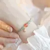 Pulsera de Nicho de Ágata Nanhong con Estilo Chino, Cuerda de Mano Trenzada de Loto Ajustable, Amuleto de la Suerte, Diseño de Regalo para Novia