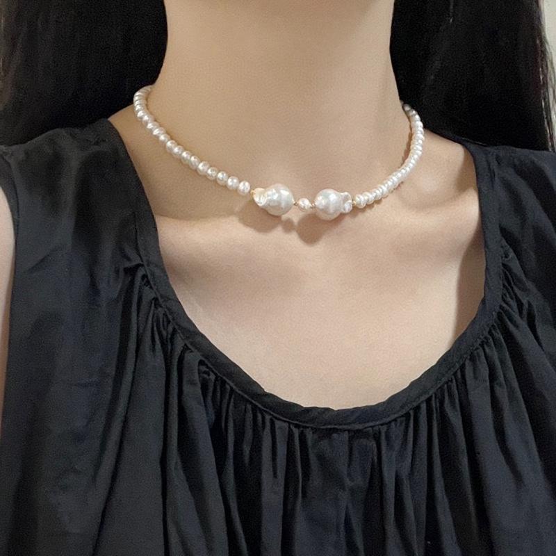 不规则巴洛克吊坠珍珠项链14k注金时尚高级感天然淡水珍珠锁骨链