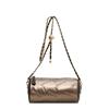Bolso pequeño tipo cilindro con relleno de algodón de moda para mujer, nuevo estilo popular otoño e invierno 2024, bolso cruzado con cadena de diamantes para el hombro