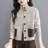 Cárdigan de punto con solapa para mujer, corte holgado, nueva colección otoño/invierno 2026, engrosado, chaqueta suéter corta de moda