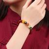 Pulsera de Ágata Roja Natural Negra de Cinco Colores de la Buena Suerte Dios de la Riqueza para Año de Nacimiento de Mujer Chinoiserie Pulsera que no se Desvanece Pulsera