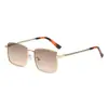 Gafas de Sol Cuadradas con Patas Roscadas Color Marrón Degradado Estilo Metal Old Money Europeo y Americano para Mujer Gafas de Sol Retro de Moda Sensación de Internet de Gama Alta