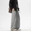 Ropa de Hombre Fengshe / Pantalones Casuales Nuevos Otoño-Invierno, Algodón Puro, Cintura Semi-Elástica, Estilo Botón y Cinturón, Pantalones Largos de Calle Americanos