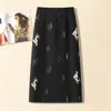Elegante y Estilizado Falda de Lentejuelas y Perlas para Mujer, Nuevo Estilo Verano 2026, Falda de Línea A de Longitud Media con Abertura, Adelgazante, Ajustada a la Cadera