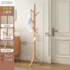 Perchero de Madera Maciza, Perchero de Pie, Colgador de Ropa para el Hogar en el Dormitorio, Barra de Ropa Vertical Simple de Madera de Haya, Perchero para Bolsos