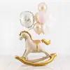 Globos de Papel de Aluminio con Forma de Carruaje de Caballos para Decoración de Fiesta de Cumpleaños, Arreglo Vintage Dorado y Blanco para Cumpleaños Infantil