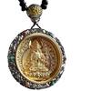 Colgante de Buda Amuleto de Buda Chapado en Oro de 24K Collar Vacío Xizang Puxian Manjushri Bodhisattva Cadena para Suéter