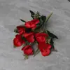 Flores Artificiais com 7 Cabeças, Orquídeas Borboleta em Cores de Outono, Arranjos de Flores Artificiais para Decoração de Casa, Celebrações de Casamento, Atacado de Fabricantes, Adereços de Fotografia