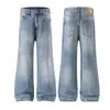 Muxi Ropa Estilo Americano Vibras de Moda Vintage Versátil Ajuste Delgado Pantalones de Campana Rasgados Retro Jeans Sueltos para Hombre