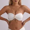 Acessórios de Corpo Transfronteiriços Europeus e Americanos, Corrente de Peito Sexy com Borla e Pingente de Borboleta para Mulheres, Corrente de Corpo de Pérolas Moderna e Versátil