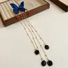 Nuevo Pasador de Pelo de Punto Estilo Chino Mariposa con Borla Acrílica, Pinza de Pato Elegante y de Alta Gama, Accesorio para el Cabello Personalizado Versátil de Lujo Ligero
