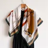Bufanda Cuadrada Grande Retro de Moda con Tacto de Algodón y Lino, Chal Versátil de Terciopelo Espigado de Seda Sintética, Pañuelo para la Cabeza Estampado, Bufanda