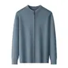 Estilo Old Money 100% Lana Pura Engrosado Completamente de Lana Cardigan con Cremallera Suéter de Lana para Hombre Ropa de Abrigo Tejida Cálida Otoño Invierno Hombre