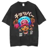 Camiseta de Manga Corta para Hombre de Verano, Estampado Original de la Serie One Piece, Talla Europea Transfronteriza, Lavada Vintage
