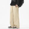 Pantalones de Hombre de Alta Calidad Nuevos Modernos Versátiles Sueltos Rectos de Pierna Ancha Algodón Puro Casual Color Sólido Pantalones Largos para Hombre
