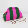 Bolso de Mano de Punto Rayado, Bolso de Mahjong, Versátil Portátil para el Día a Día, Tejido con Clip de Almacenamiento, Bolsa de Maquillaje, Gran Capacidad