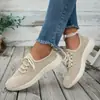 Zapatos Casuales de Malla Flyknit Nuevos de Primavera y Otoño con Cordones Transpirables Zapatos Deportivos de Malla para Mujer Talla Grande en Stock Comercio Exterior