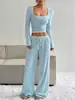 Estilo Nuevo Europeo y Americano Transfronterizo Rayado Cómodo de Manga Larga Ropa de Casa Pijama para Mujer